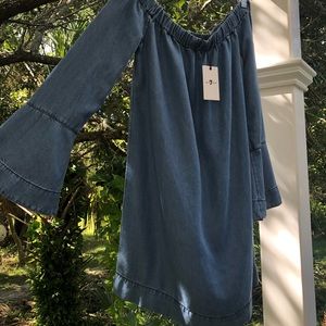 Denim off the shoulder dress